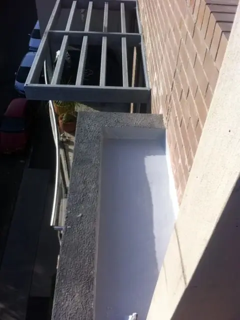 First coat of waterproof membrane, Brooklyn, Cornwallis St · planter boxes