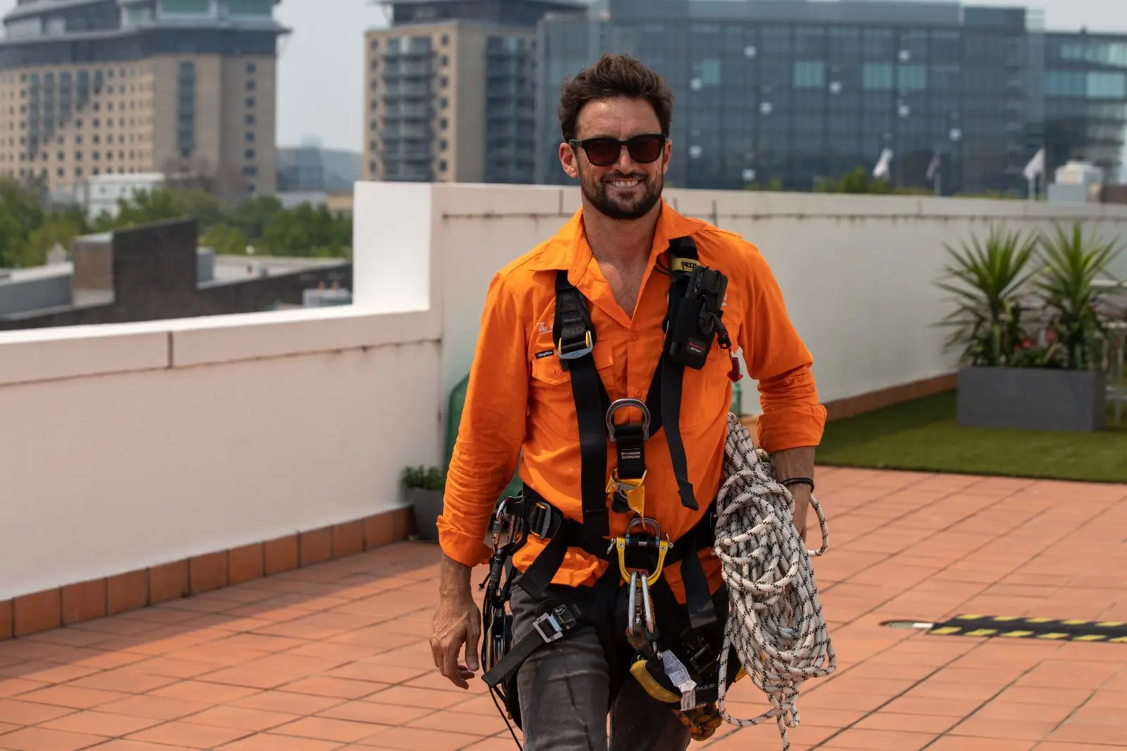 Banner install crew, 55 Pyrmont Bridge Rd, Pyrmont